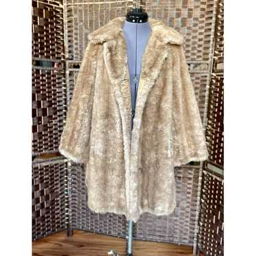 Vintage Faux fur modacrylic blonde Coyote tan pea… - image 1