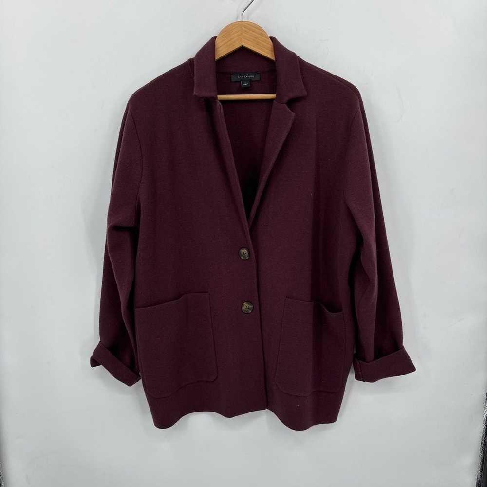 Ann Taylor Sweater Blazer in Eggplant Purple Size… - image 2