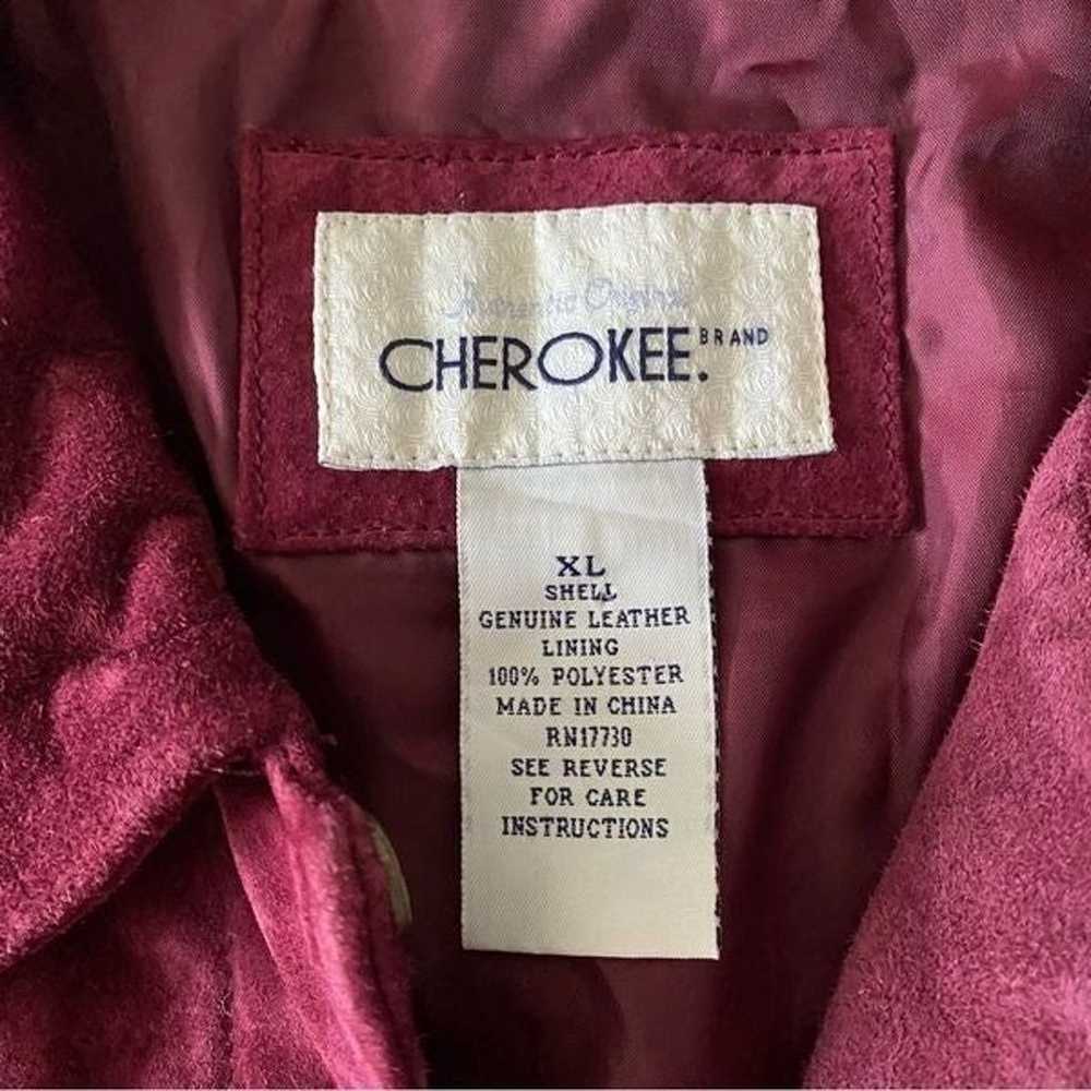 90s Vintage Cherokee Brand Red Leather Suede Over… - image 11