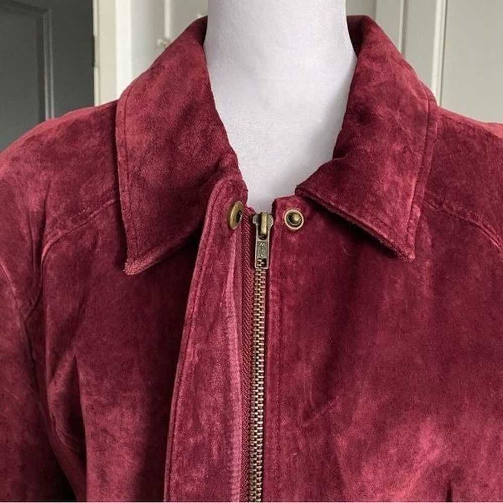 90s Vintage Cherokee Brand Red Leather Suede Over… - image 3