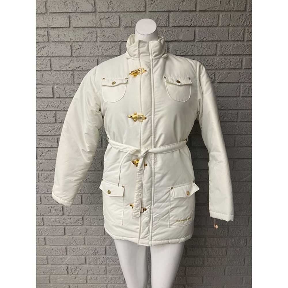 Calvin Klein Girls Ivory Puffer Coat With Gold To… - image 1