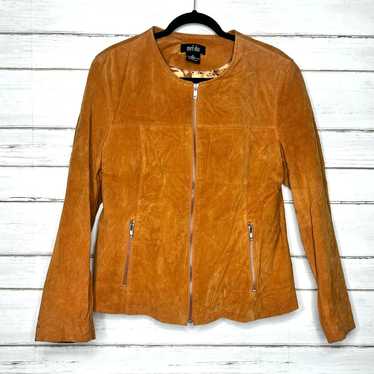Mark Allen Suede Leather Jacket Caramel Brown Size
