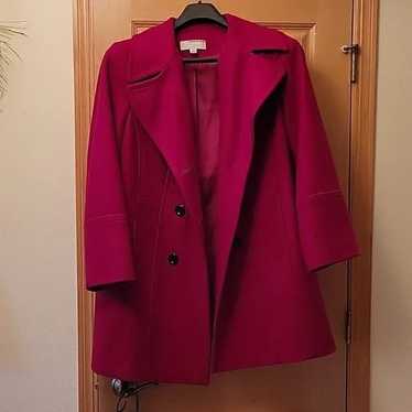 Anne Klein Double Breasted Wool Peacoat, 1X, Red - image 1