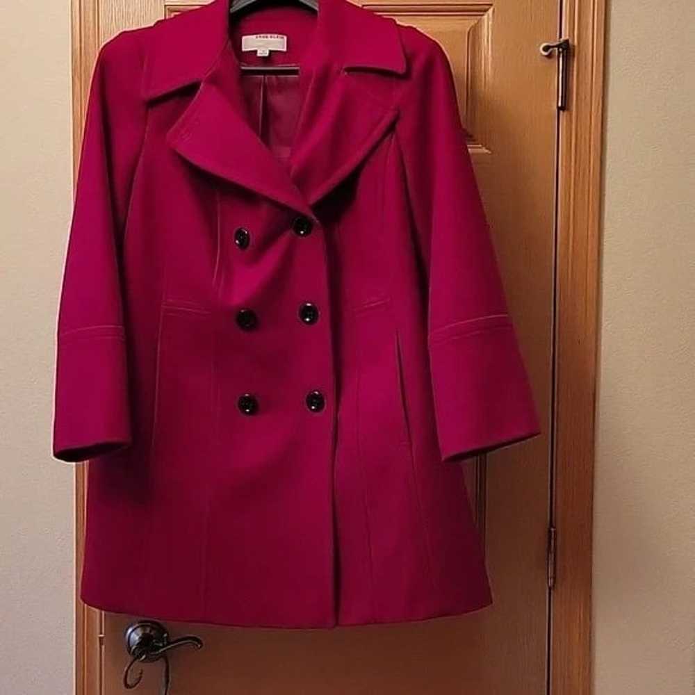 Anne Klein Double Breasted Wool Peacoat, 1X, Red - image 5