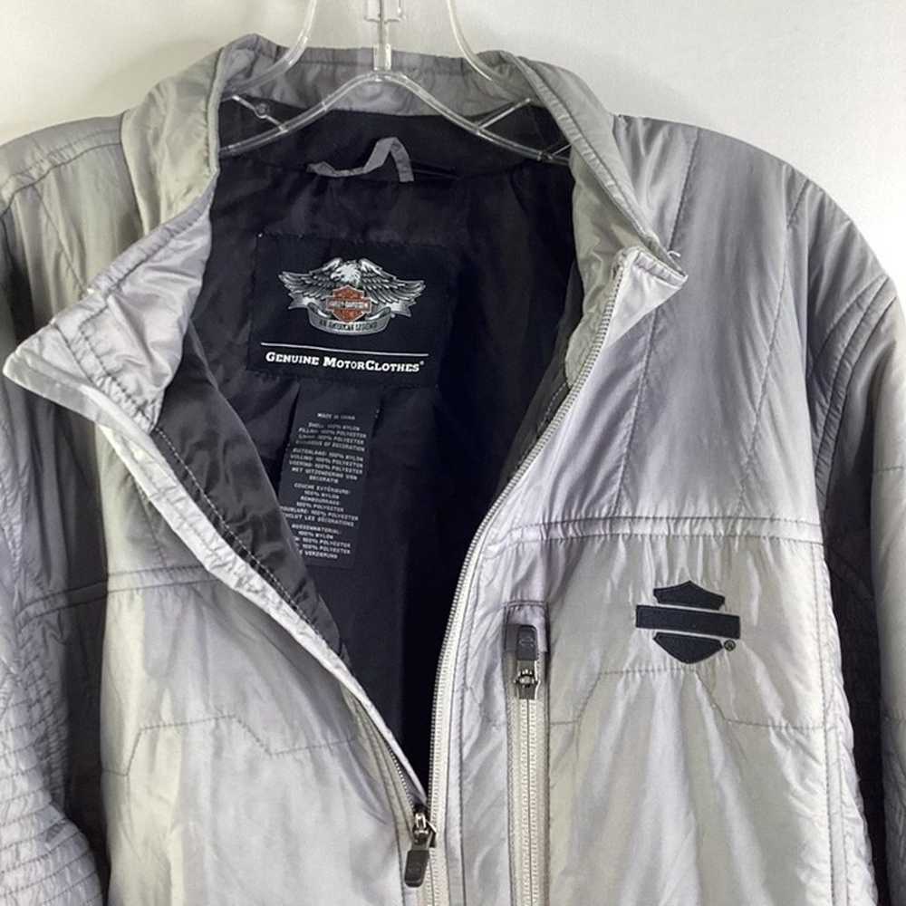Harley Davidson Biker Grey Puffer Jacket Coat SZ:… - image 3