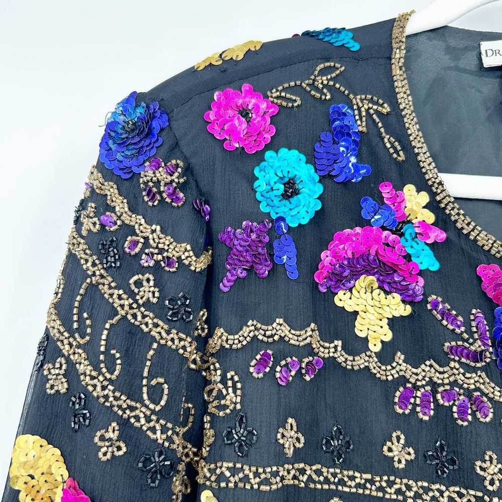 Drapers & Damons Womens Vintage Silk Floral Sequi… - image 3