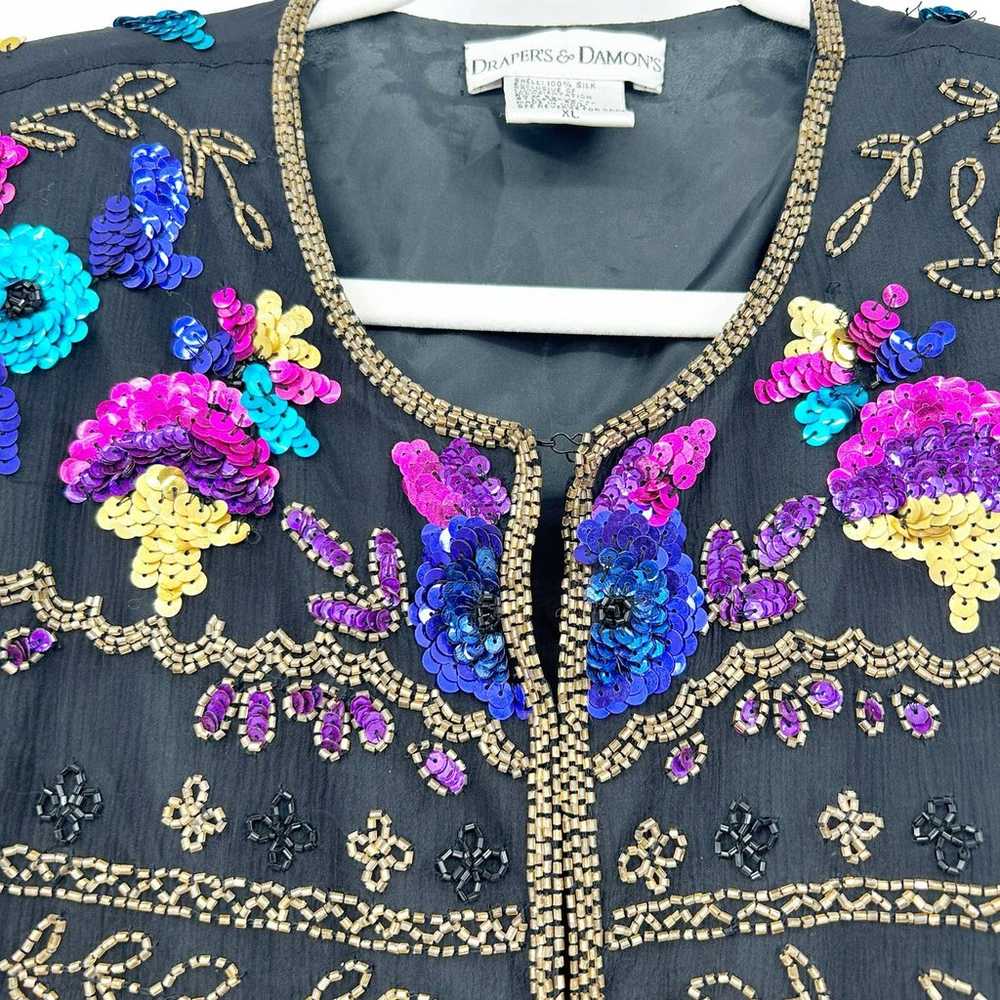 Drapers & Damons Womens Vintage Silk Floral Sequi… - image 7