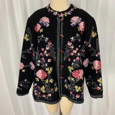 Julia Kim black floral embroidered jacket