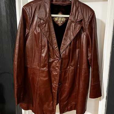 Vintage Dark Red Leather Jacket