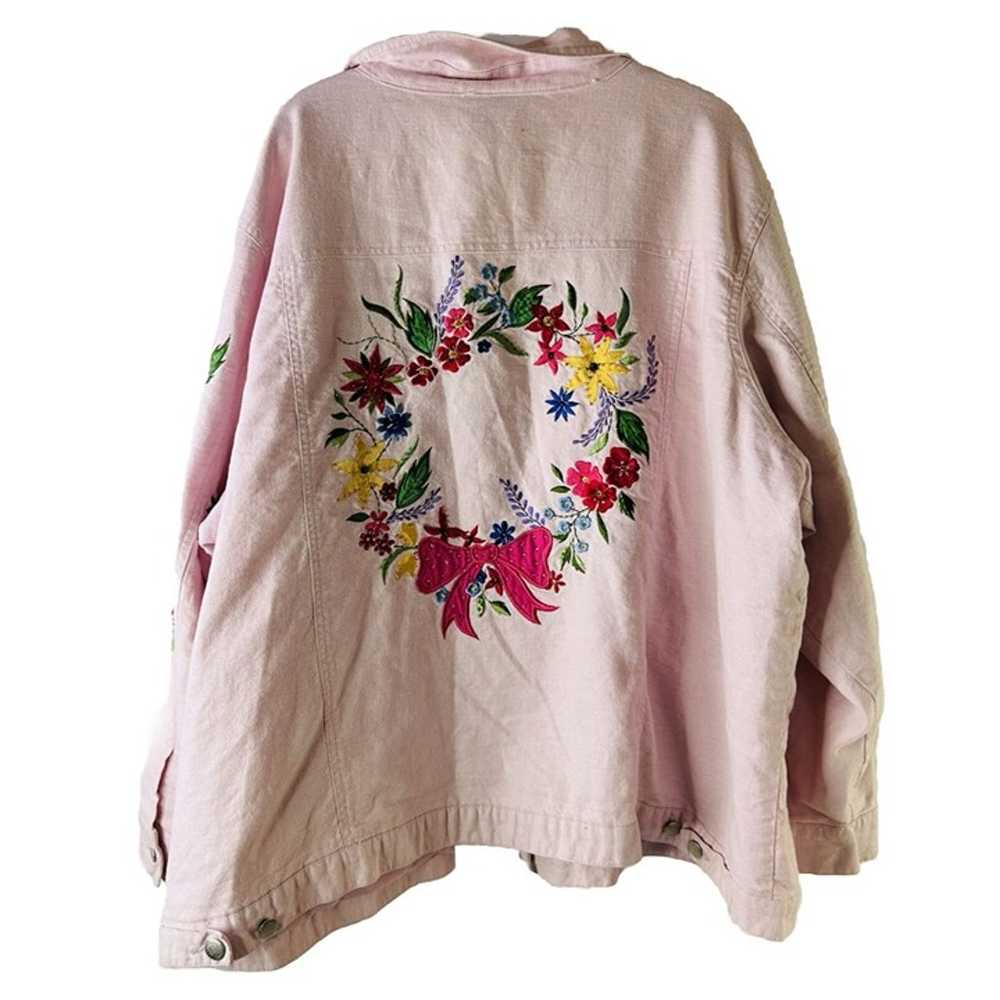 VTG 90s Womens 3XL Butterfly Floral Stitched Line… - image 2
