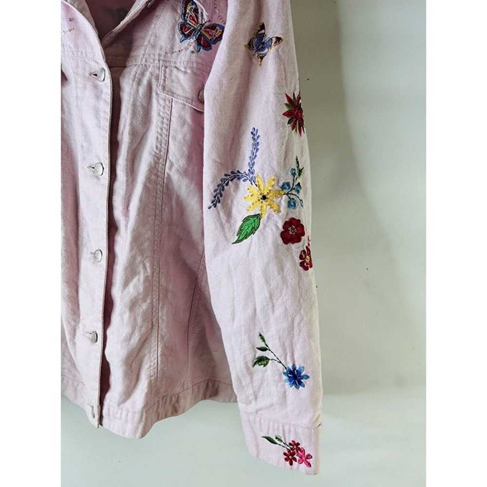 VTG 90s Womens 3XL Butterfly Floral Stitched Line… - image 3
