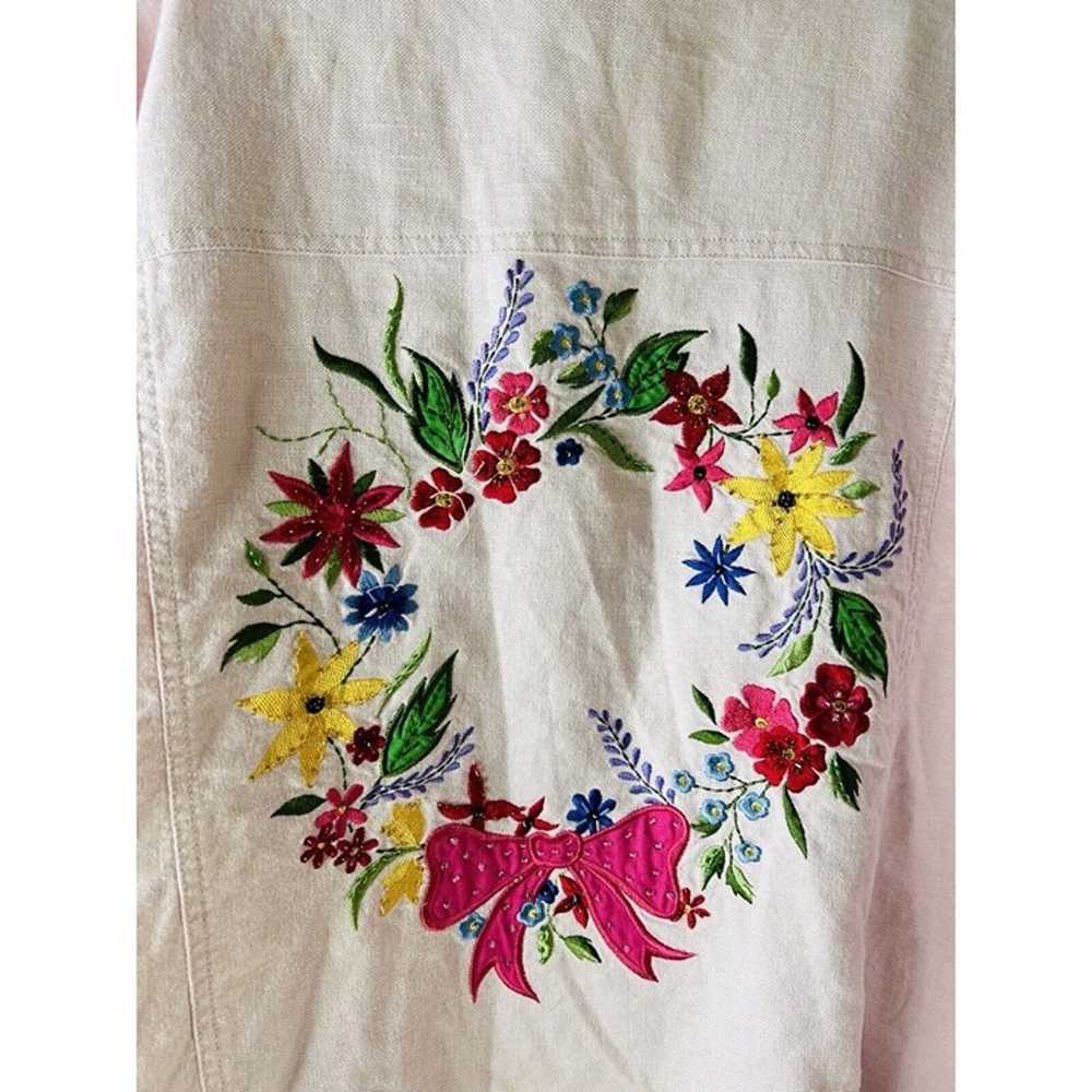 VTG 90s Womens 3XL Butterfly Floral Stitched Line… - image 5