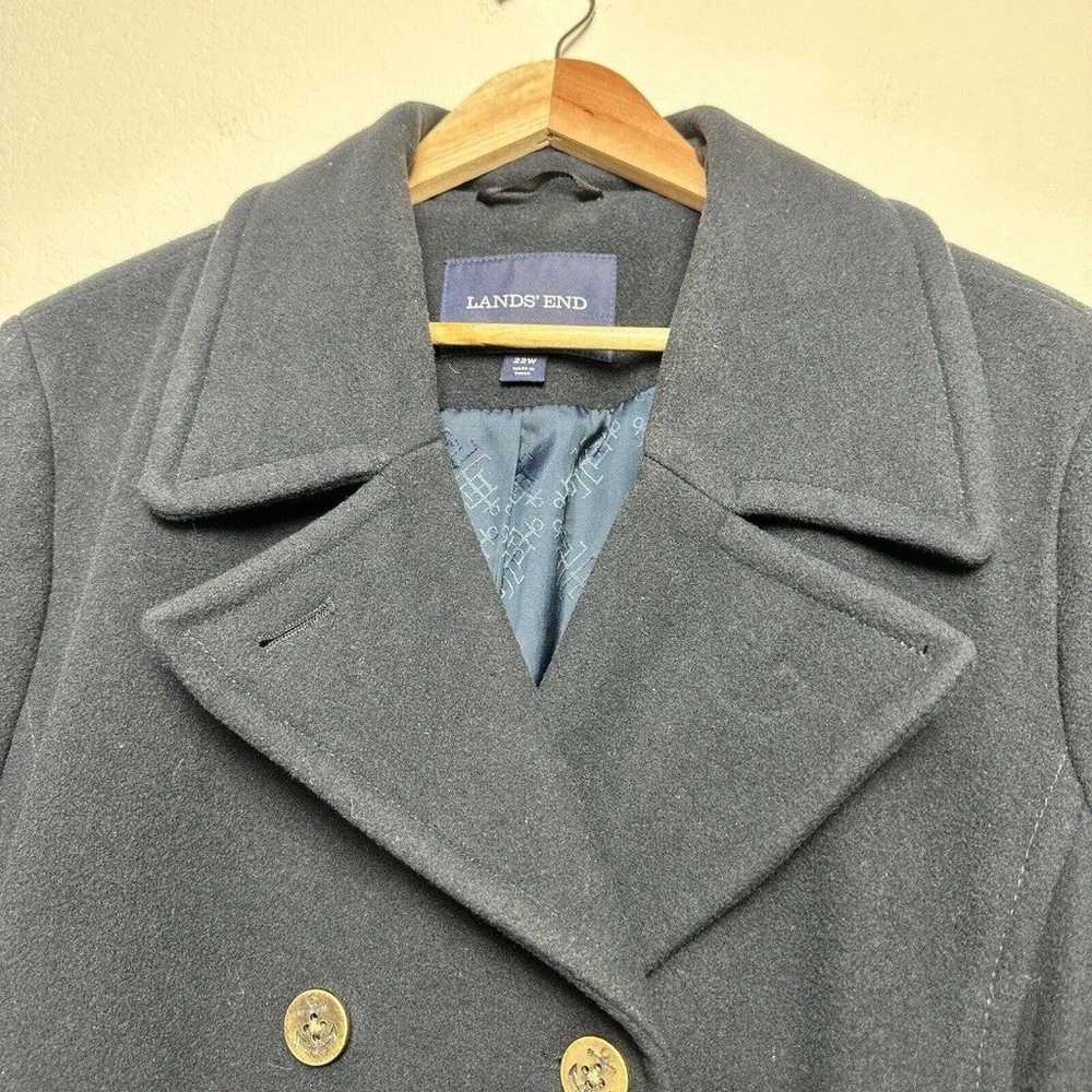 Women’s Lands End 22W Pea Coat Navy Blue Soft Woo… - image 4