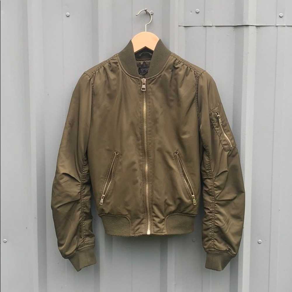 TOP SHOP • women's size 2 xs bomber jacket army g… - image 2