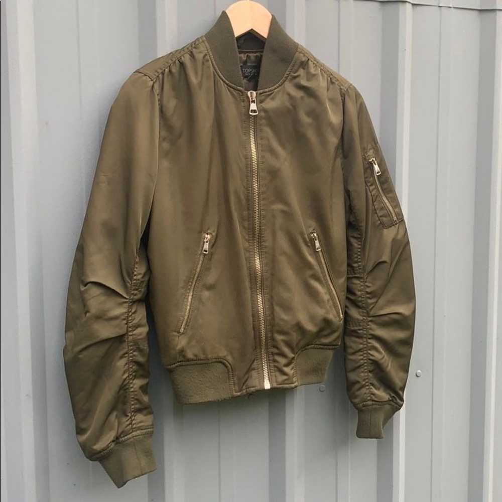 TOP SHOP • women's size 2 xs bomber jacket army g… - image 8