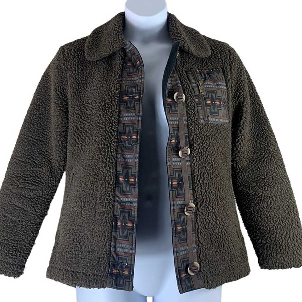 Pendleton XS Jacket Brown Sherpa Button Up Coat P… - image 1