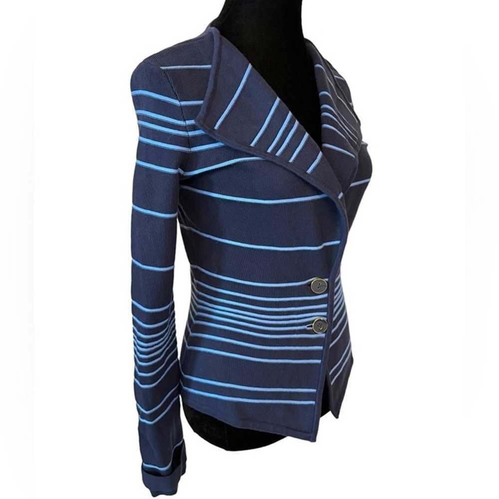 Cache Blue Stripe Sweater Jacket Small - image 4