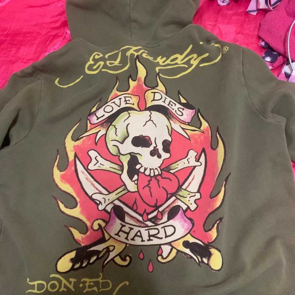 vintage green ed hardy zip up - image 1