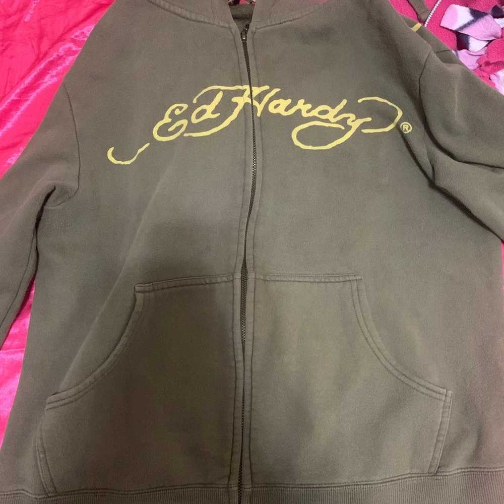 vintage green ed hardy zip up - image 2