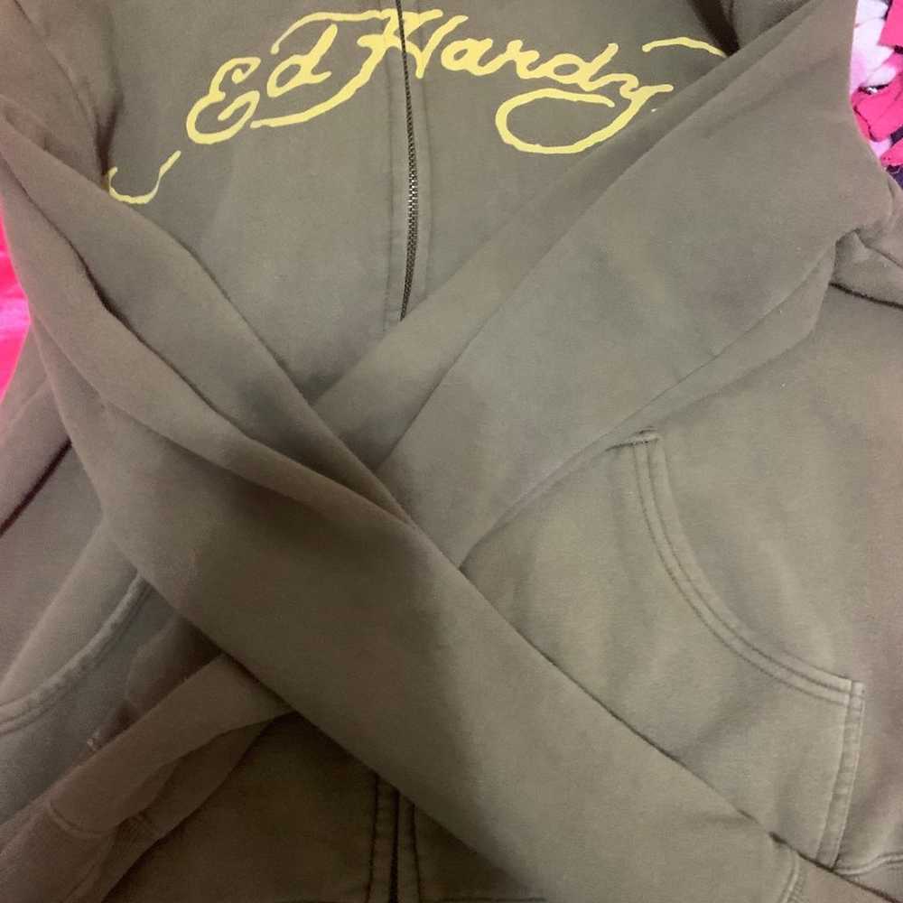 vintage green ed hardy zip up - image 3