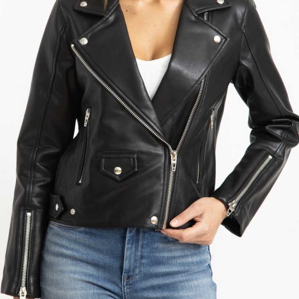 Black Leather Moto Jacket Blank NYC - image 3