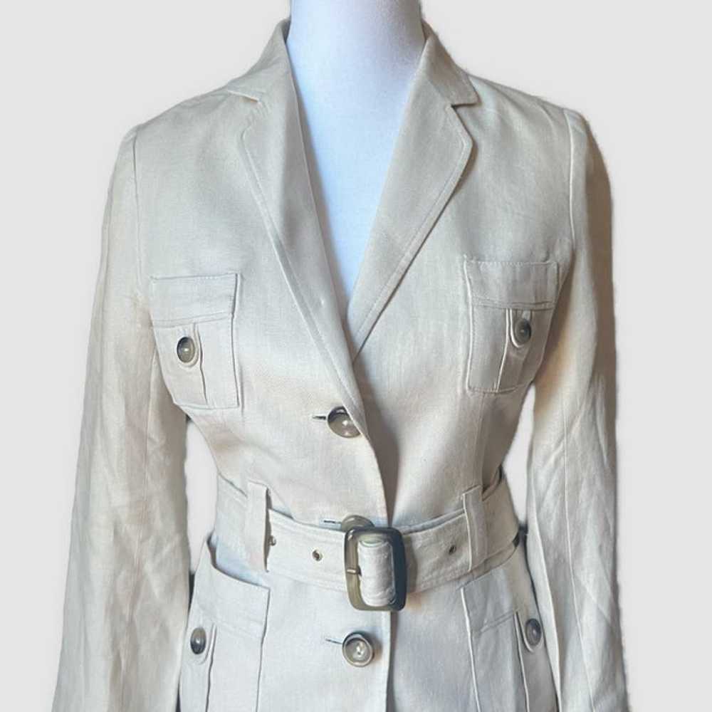 MNG Mango Suit Linen Belted Jacket, EUC-Size 4 - image 2
