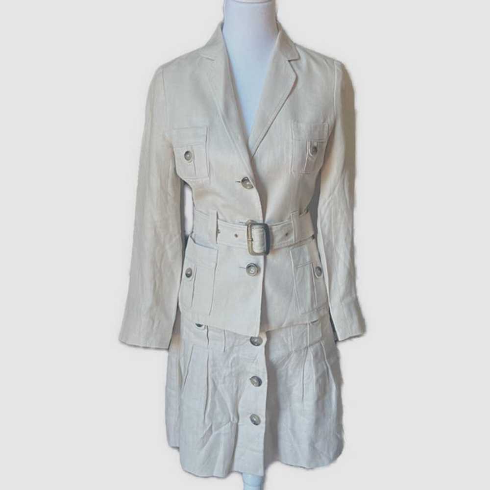 MNG Mango Suit Linen Belted Jacket, EUC-Size 4 - image 9