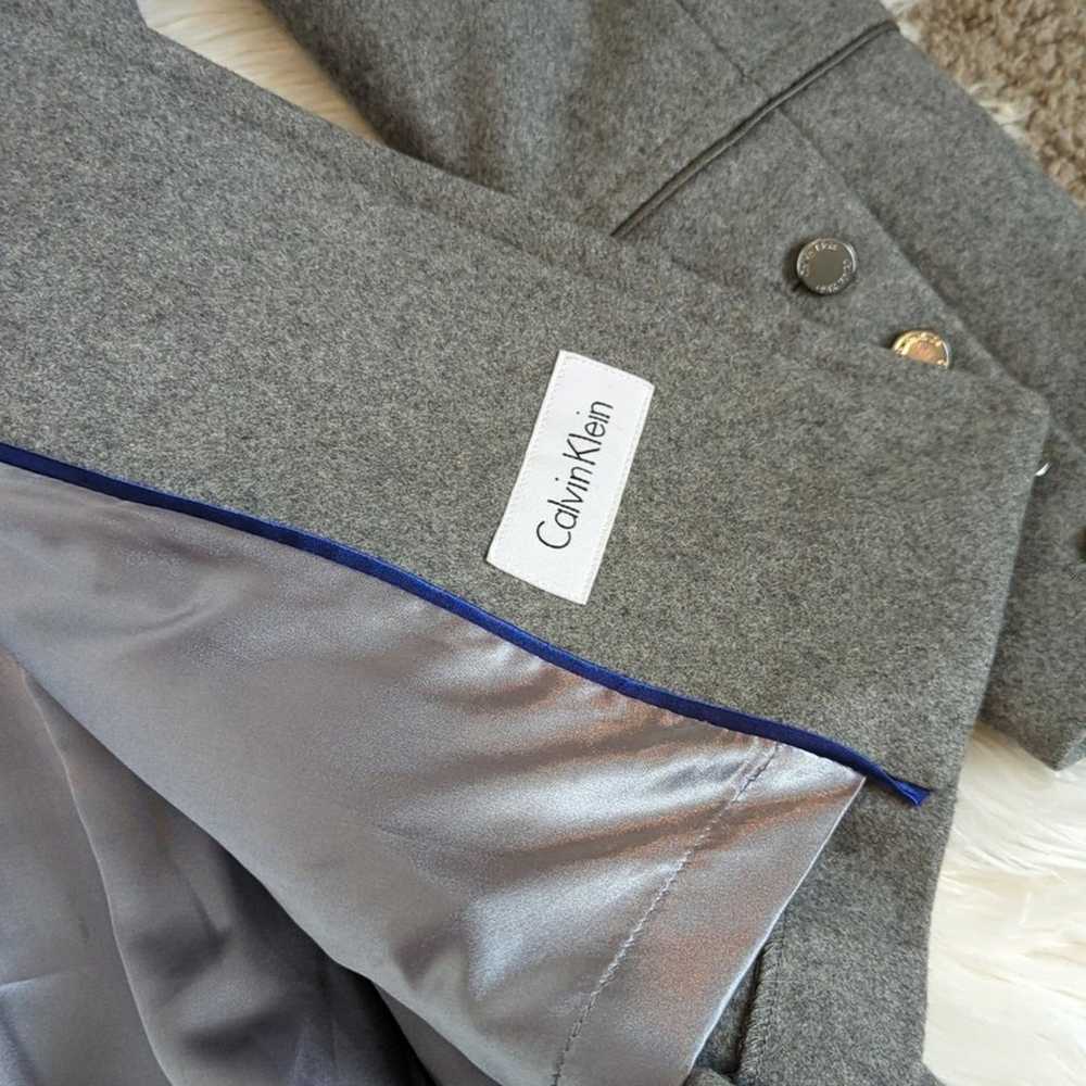Calvin Klein Gray Wool Tailored Pea Coat S - image 5