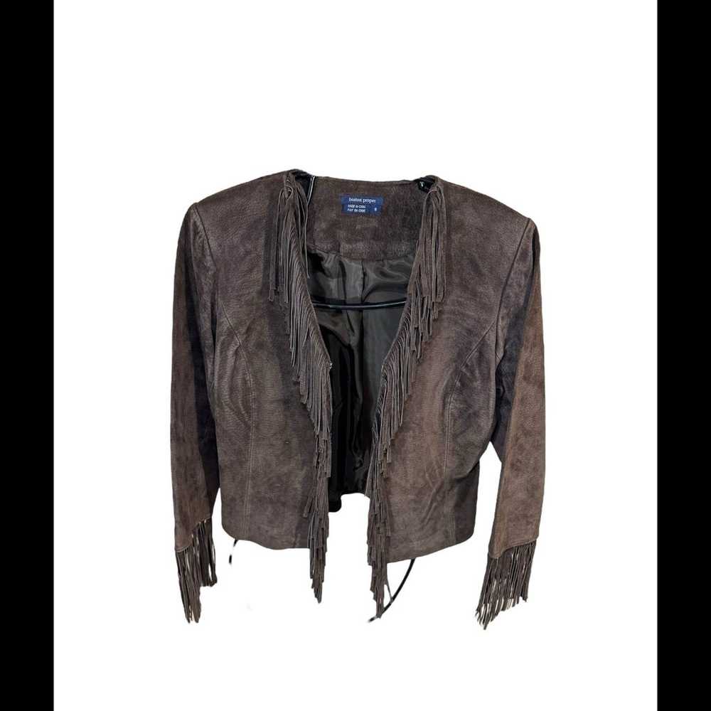Boston Proper - Leather Suede Fringe Jacket - Wom… - image 2