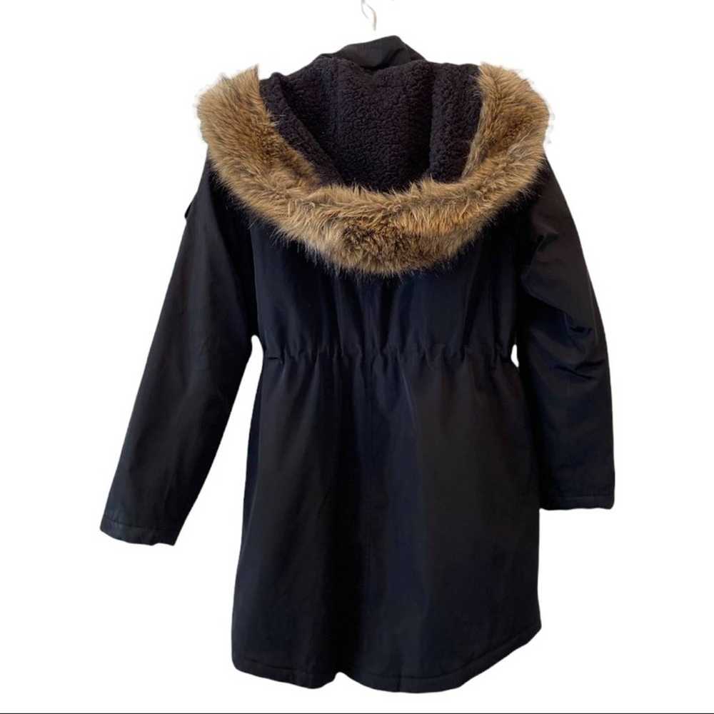 Betsey Johnson Black Lace Detail Long Puffer Coat… - image 8