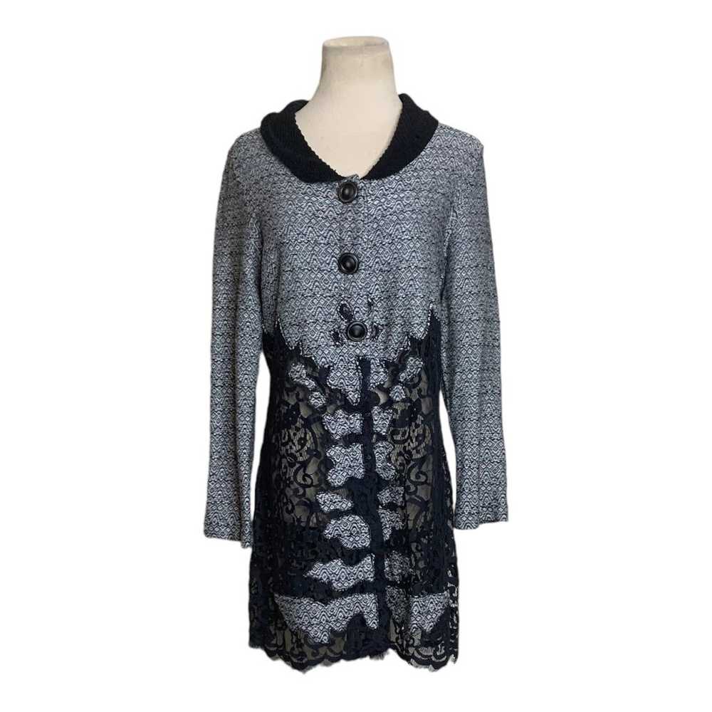 Nic-Zoe gray black lace button blazer size M - image 12