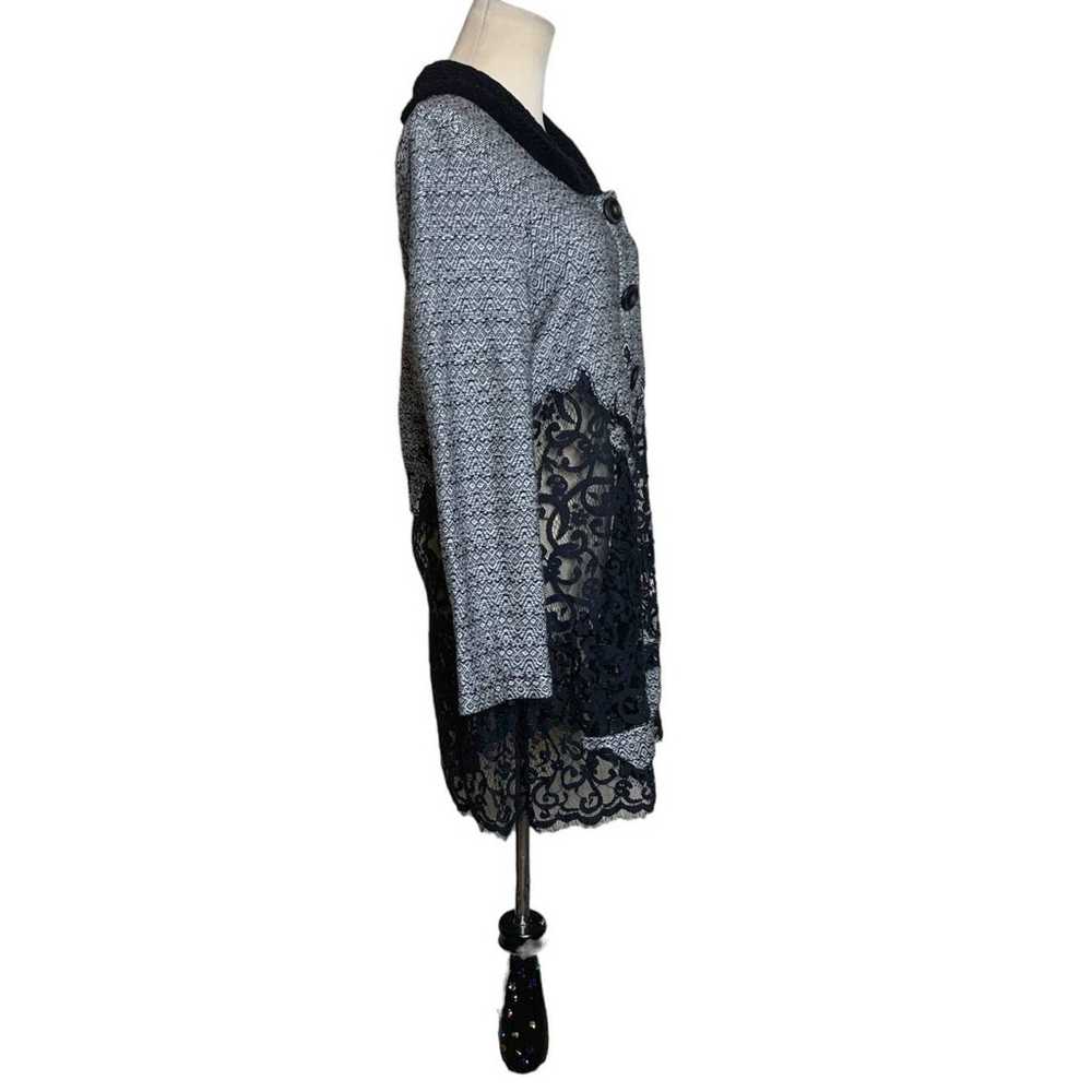 Nic-Zoe gray black lace button blazer size M - image 4