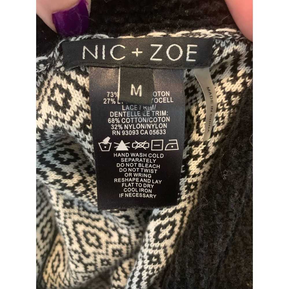 Nic-Zoe gray black lace button blazer size M - image 5