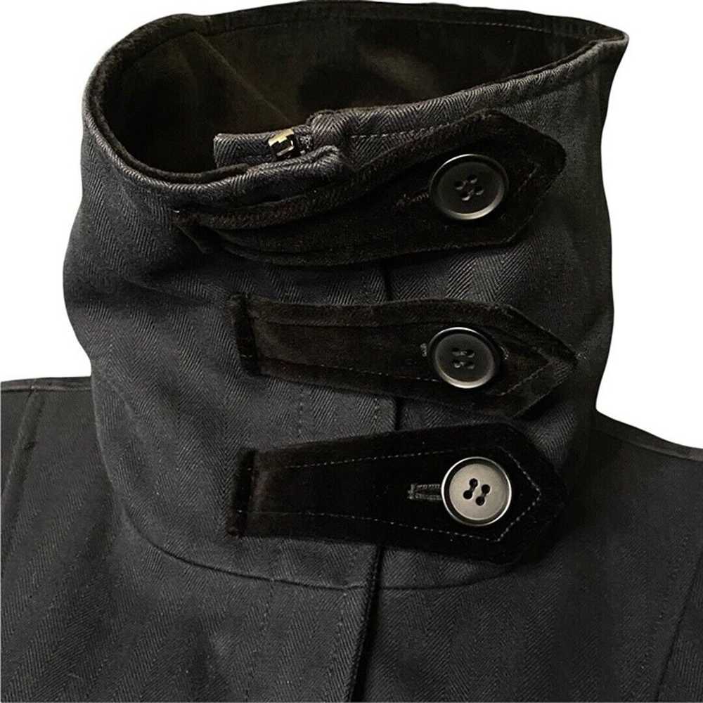 Gryphon Trench Coat Blue Black Long Wool Cotton V… - image 12