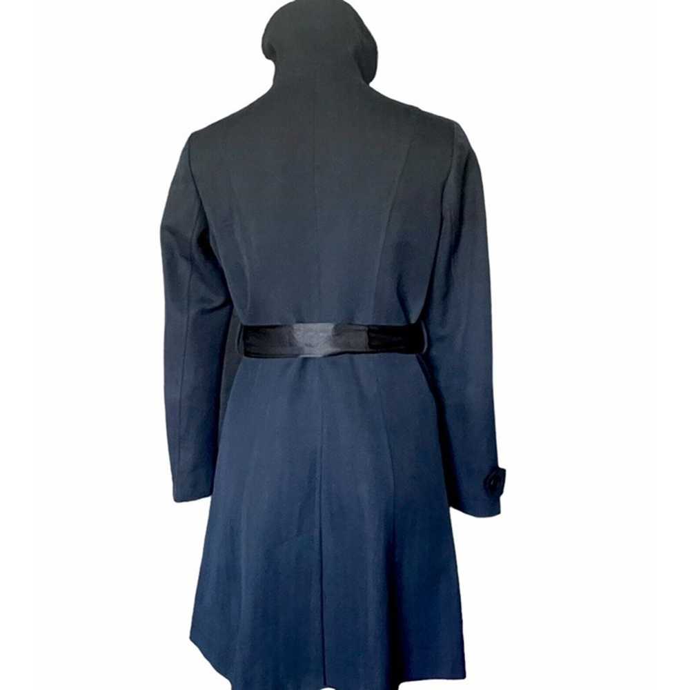 Gryphon Trench Coat Blue Black Long Wool Cotton V… - image 2