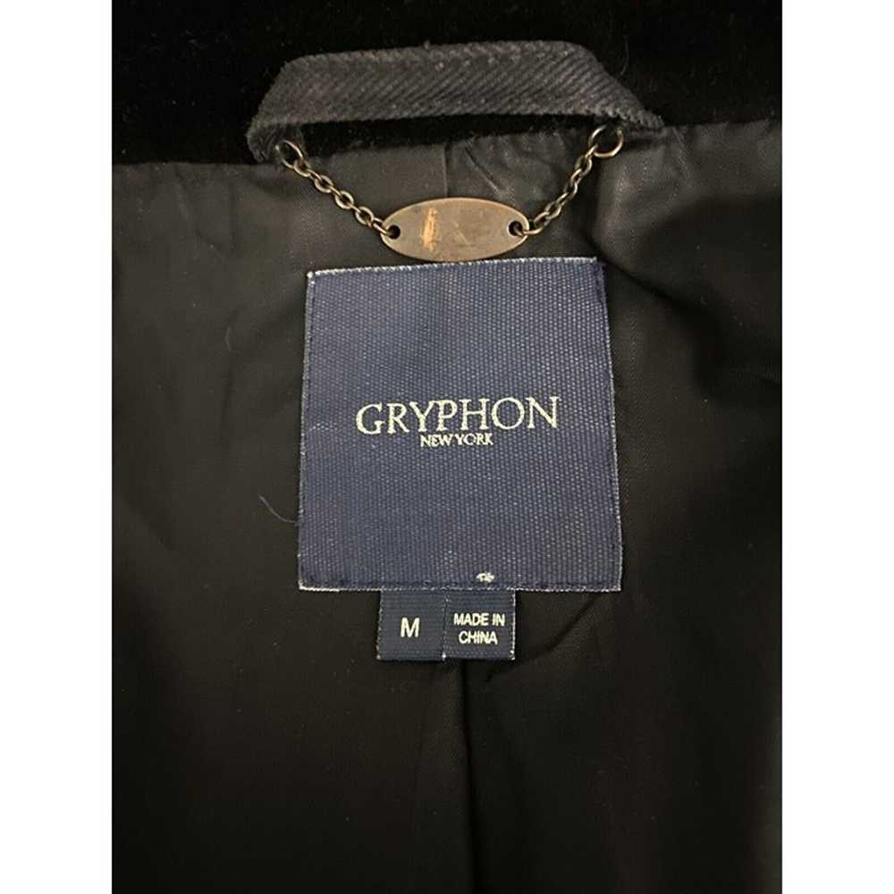 Gryphon Trench Coat Blue Black Long Wool Cotton V… - image 6