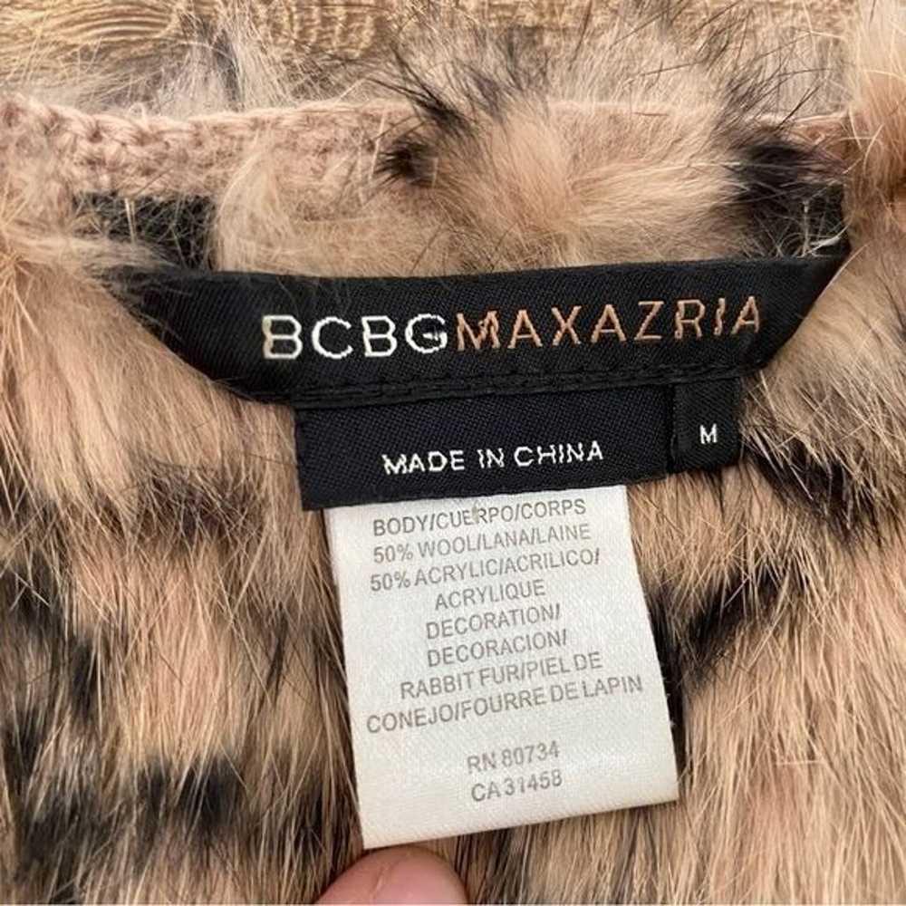 BCBGMAXAZRIA Spotted Genuine Rabbit Fur Crochet p… - image 4