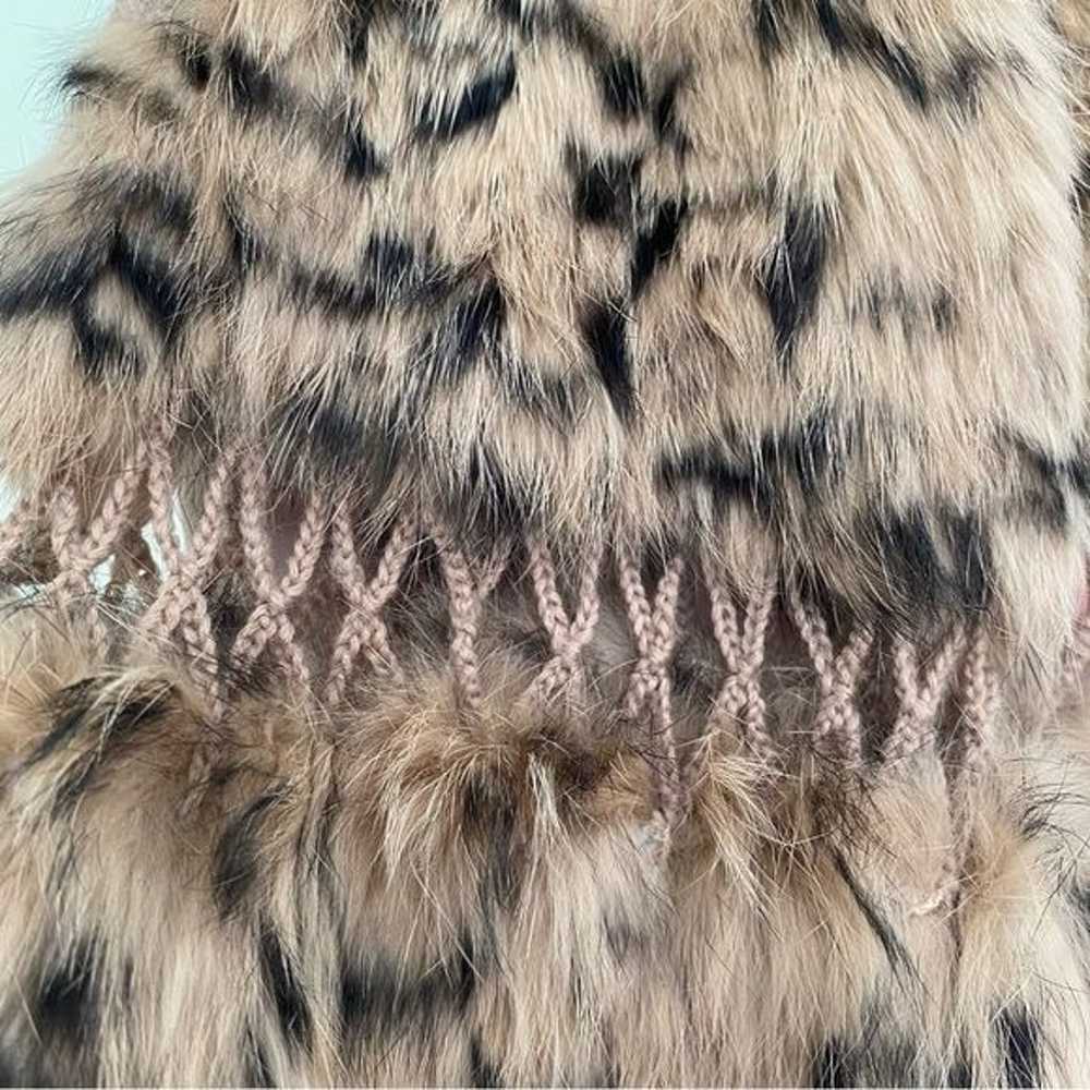 BCBGMAXAZRIA Spotted Genuine Rabbit Fur Crochet p… - image 5