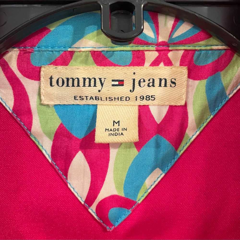 Vintage Tommy Jeans Women’s Pink Collared Snap Up… - image 3