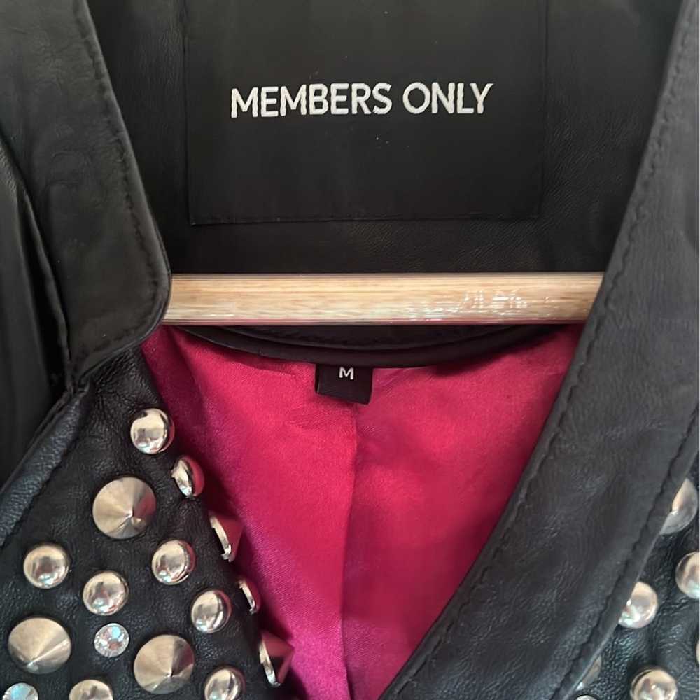 Members only genuine leather studded Moto jacket - image 2