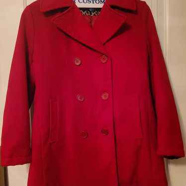 Excelled Collection Red Pea Coat