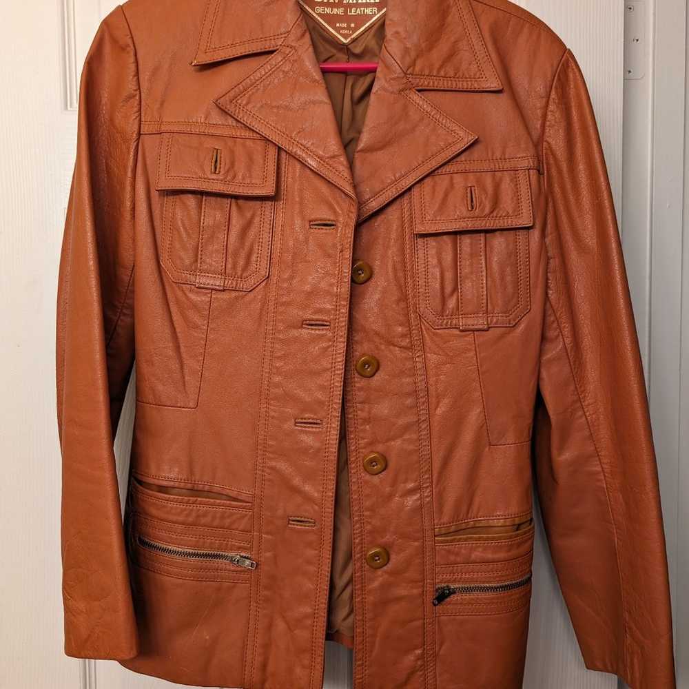 Caramel leather jacket - image 1