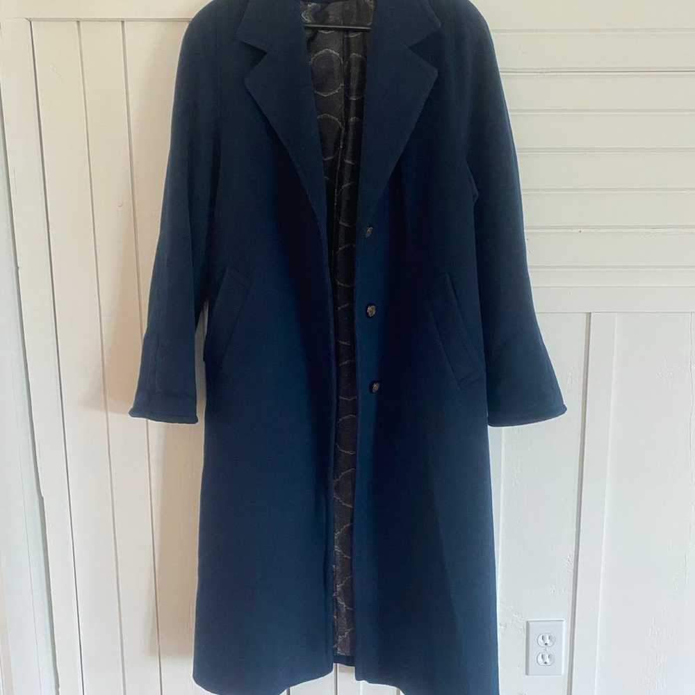 Vintage Jofeld by Forstmann Navy Blue Wool Trench… - image 4