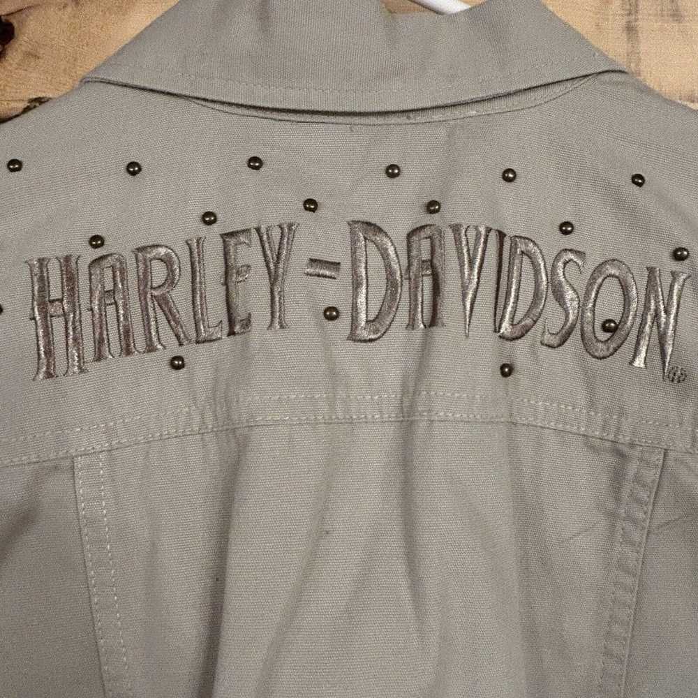 Harley Davidson Womens L Studded Cropped Denim Ja… - image 7