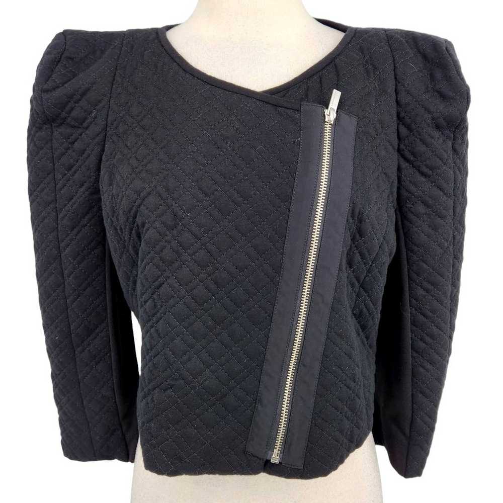 BCBGMaxAzria Quilted Strong Shoulder Zip Front Cr… - image 1