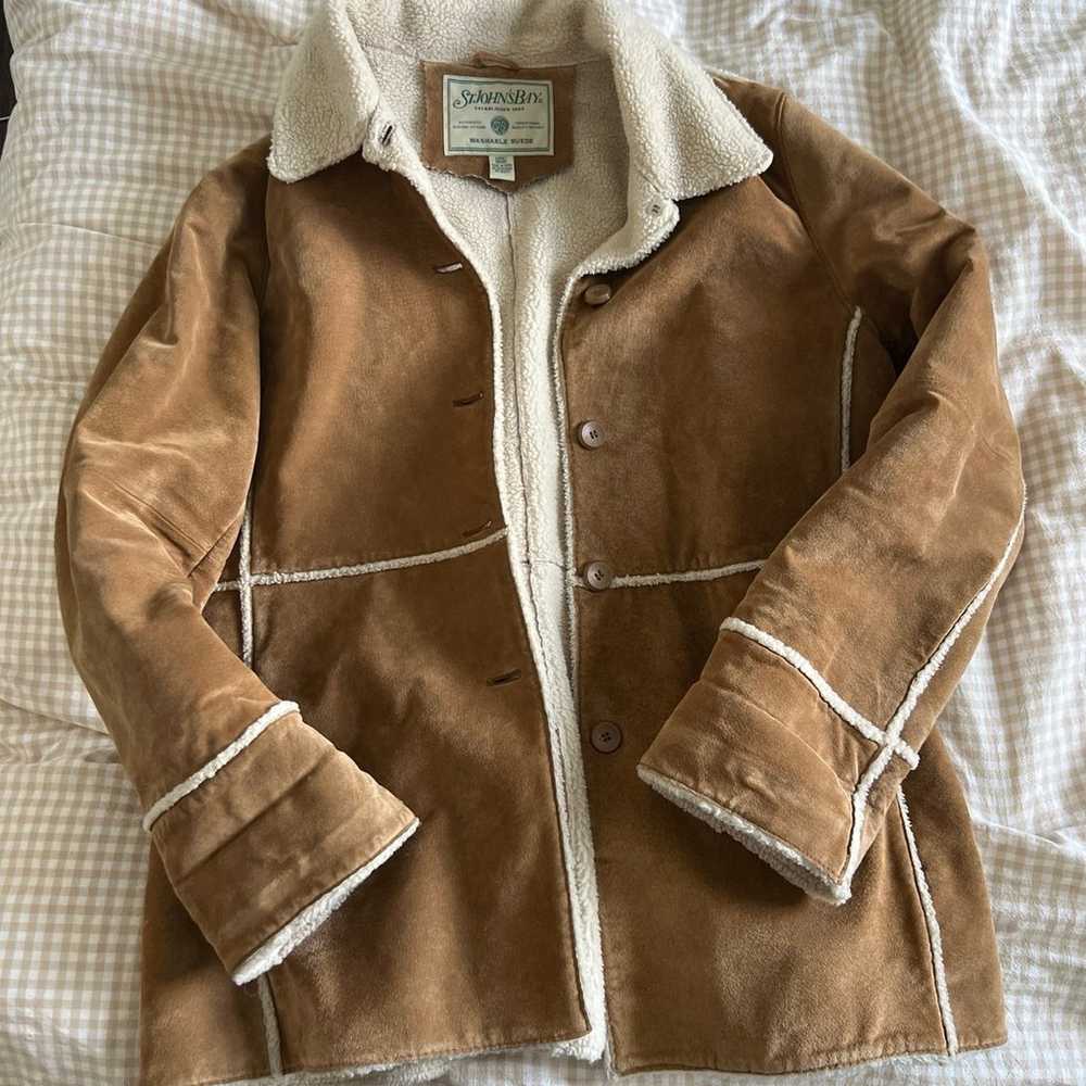 Genuine suede leather teddy sherpa shearling jack… - image 1