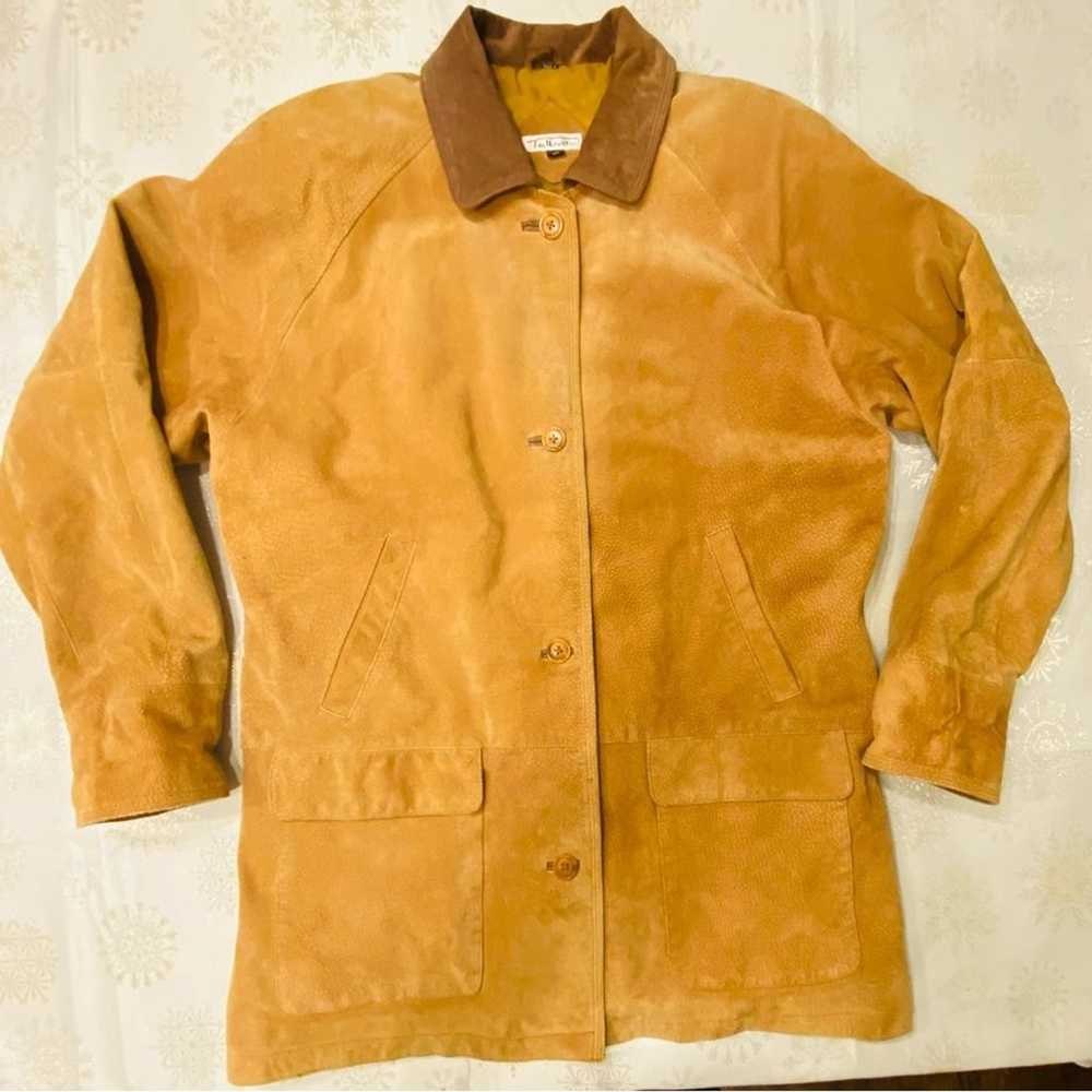 Talbots Suede Leather Barn Jacket Gold Retro Prep… - image 3
