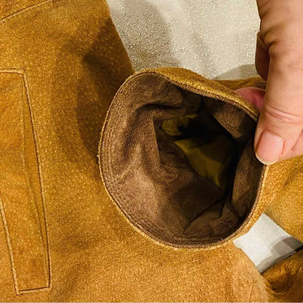 Talbots Suede Leather Barn Jacket Gold Retro Prep… - image 8