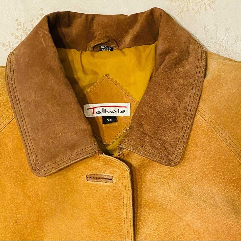 Talbots Suede Leather Barn Jacket Gold Retro Prep… - image 9