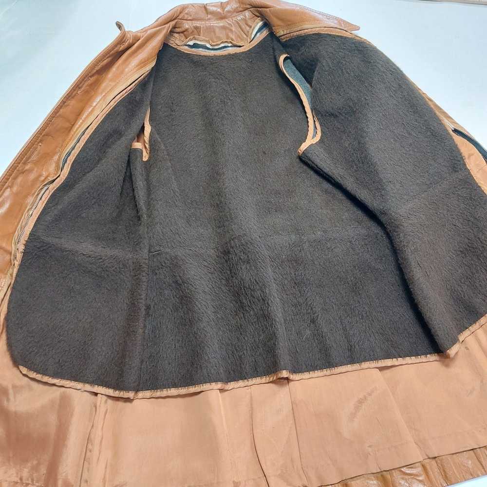 100% Genuine Leather Caramel Brown Belted Jacket … - image 10